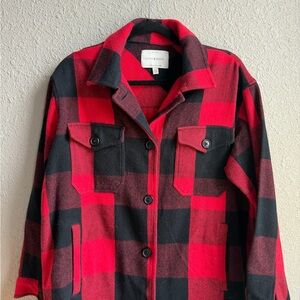 Lucky Brand Red and Black Plaid Utility Jacket